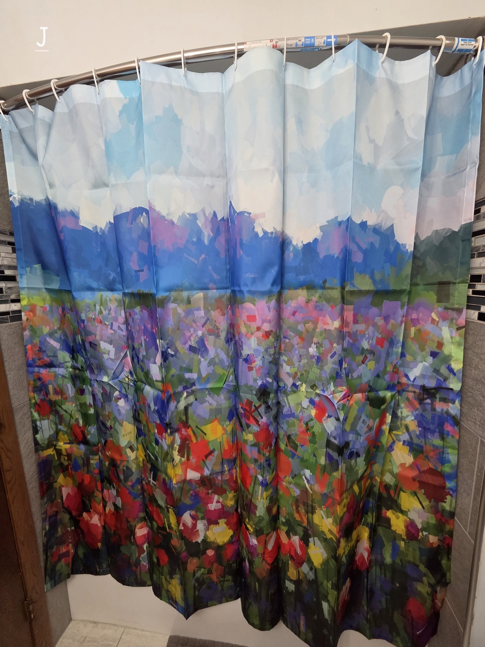 Colorful Floral Field Water Resistant Shower Curtain
